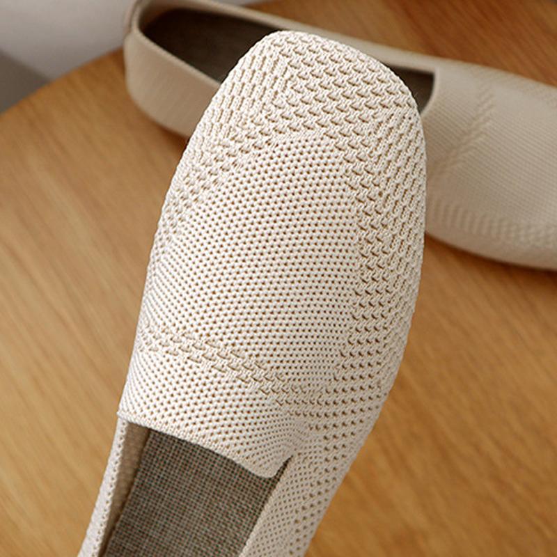 Fashion 2024 Summer Mesh Breathable Ballet Flats Women Square Toe Loafers Shallow Flats Driving Sneakers Knitted Boat Shoes Moccasin