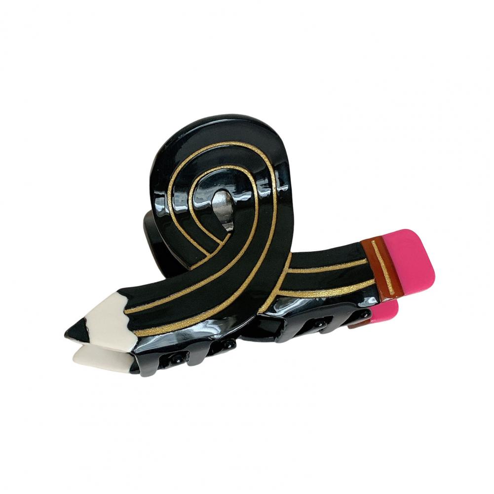 

Заколка для волос в форме карандаша для девочек, противоскользящие зубцы, заколка для волос, задняя головка для душа, коготь для волос в виде акулы, подарок для школьников чёрный