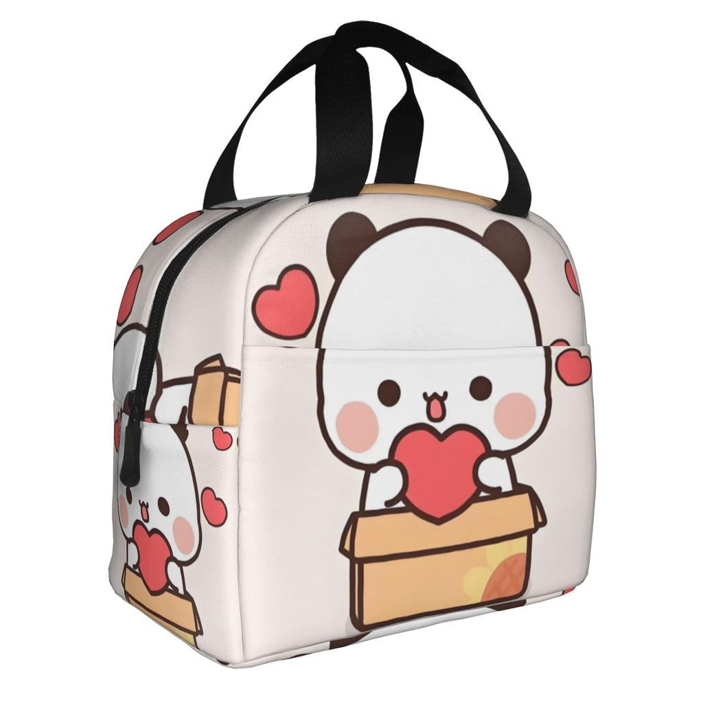 Kawaii Dudu Bubu Perzik En Goma Geïsoleerde Lunchtas voor Beer Panda Herbruikbare Thermische Koeltas Voedsel Lunchbox Werk School