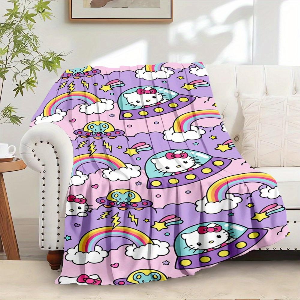 

1pc Hello Kitty rainbow cloud and star pattern blanket - Home decoration blanket for all seasons, soft and comfortable, machine washable, su 130x150cm
