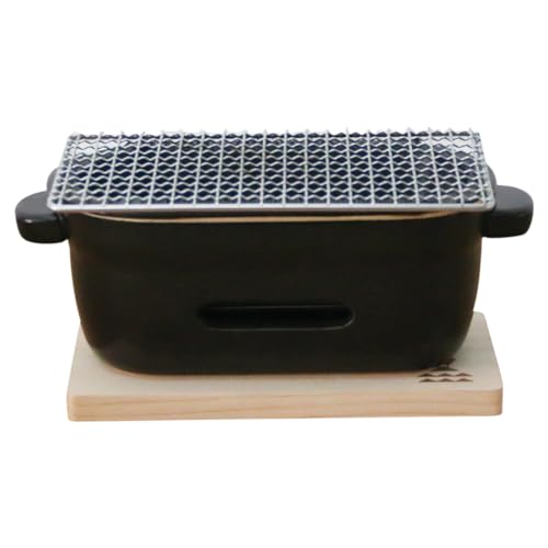 Kamoshika Douguten Tabletop Stove, Ceramic Charcoal Stove, Square, Small, Compact, Made In Japan, Black