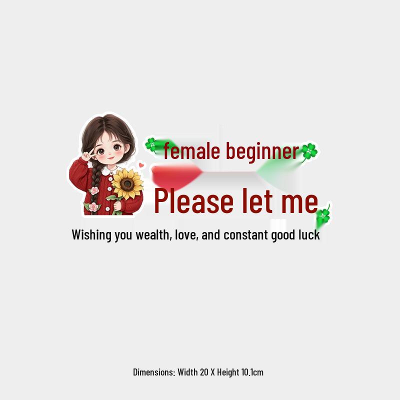 Wishing You Prosperity: Reflective Car Windshield Warning Sticker for New Interns