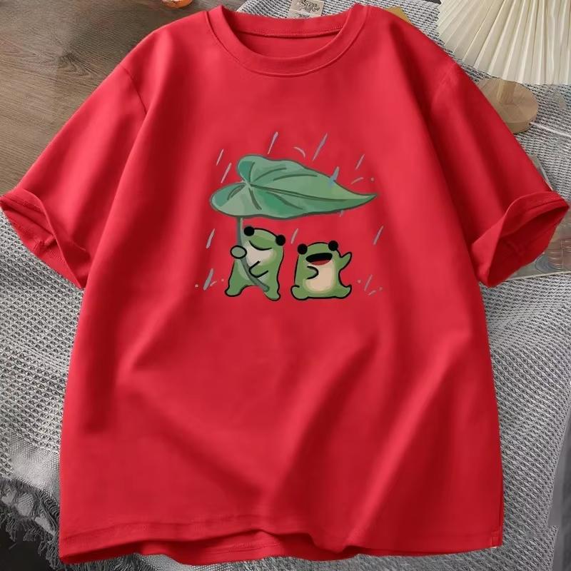 

Frog Cute T Shirt Funny Frogs Rain Love Tshirt Women and men Romence T-shirt Casual Short Sleeve T Shirts Streetwear 4XL
