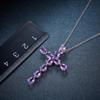 Amethyst Natural Gemstone Cross Pendant Necklace In 925 Silver Plated