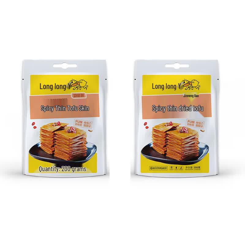 Jiujiuyou Spicy Tofu Skin Snack (4 x 200g Bags)