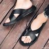 Italian Leather Slippers For Men 2025 New Hotel Beach Summer Shoes High Quality Big Size 47 Slip On Light Flats Male Flip Flops