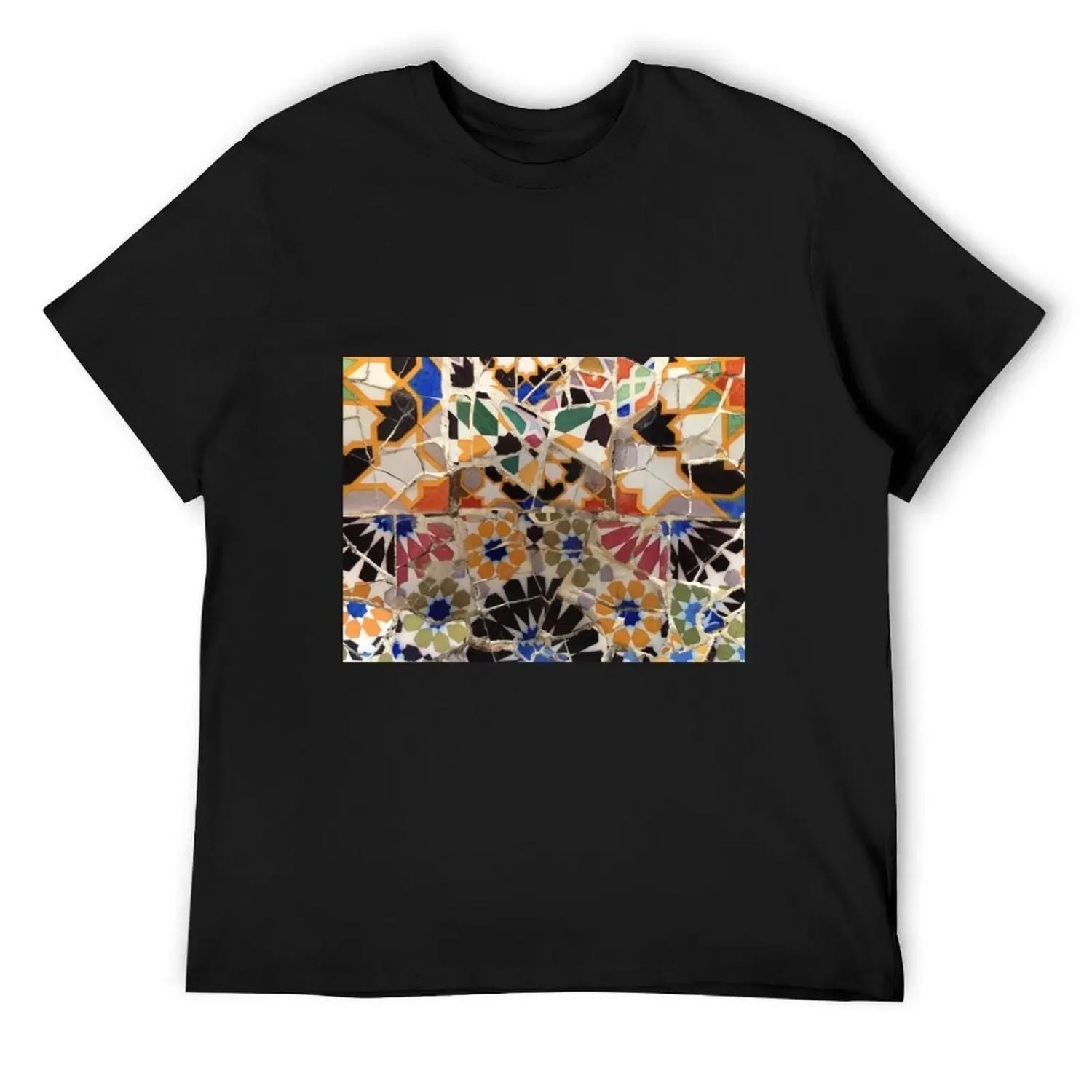 

Park Guell mosaic T-Shirt Funny t-shirt summer top valentines clothes men t shirts S