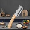 Wooden Handle 3-in-1 Fruit Potato Peeler Stainless Steel Fruit Peeler Scallion Shredder  Slicing