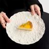 Relief Rose Ceramic Plate Dessert Dish Retro Vegetable Salad Plate Cake Plate Dim Sum Plates Afternoon Tea Ceramic Tableware