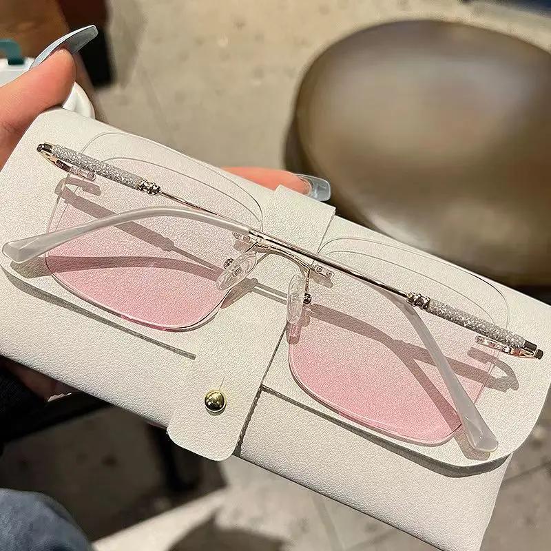 Transparent Computer Glasses No Frame For Women Anti Blue Light Square Eyewear Blocking Glasses Optical Spectacle Eyeglass