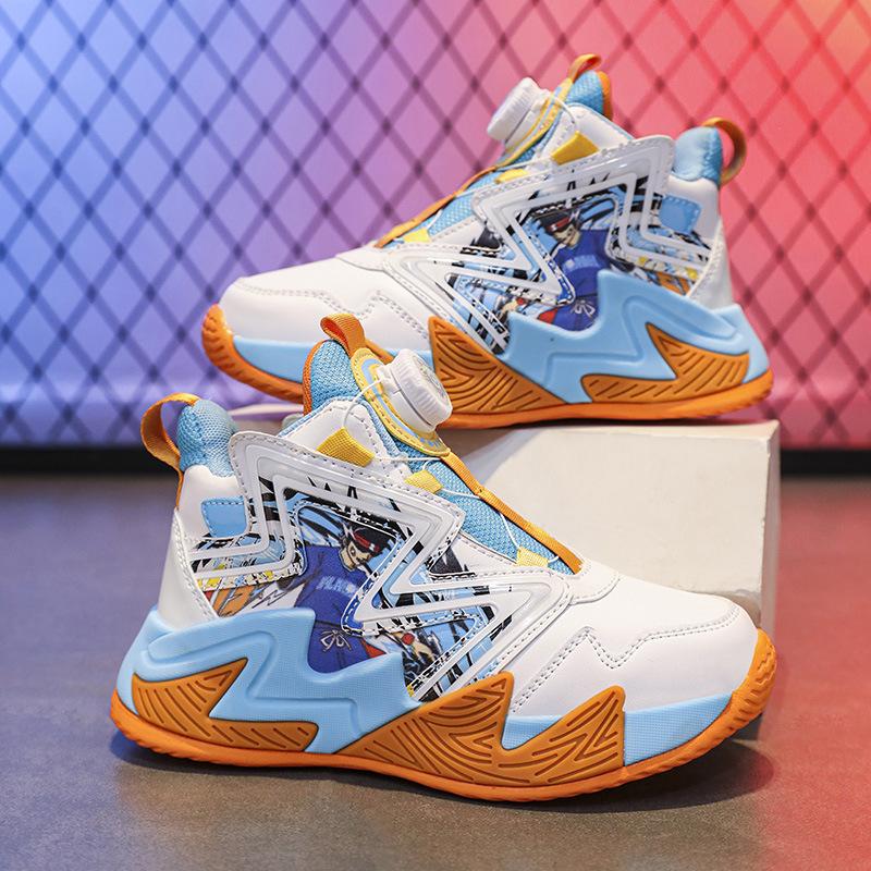 Children's Basketball Shoes Spring and Autumn Mesh Breathable New Boys' Primary School Students' Sports Shoes Boys' Wear-resistant Running Shoes
