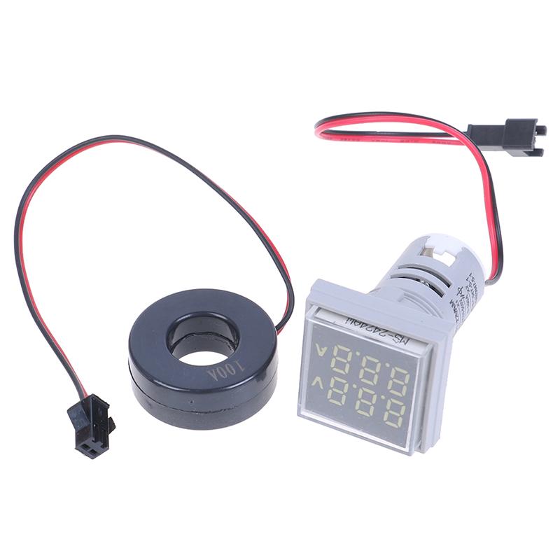 22mm Panel Mount Meter LED Digital Dual Display Voltmeter Ammeter AC 60 ...