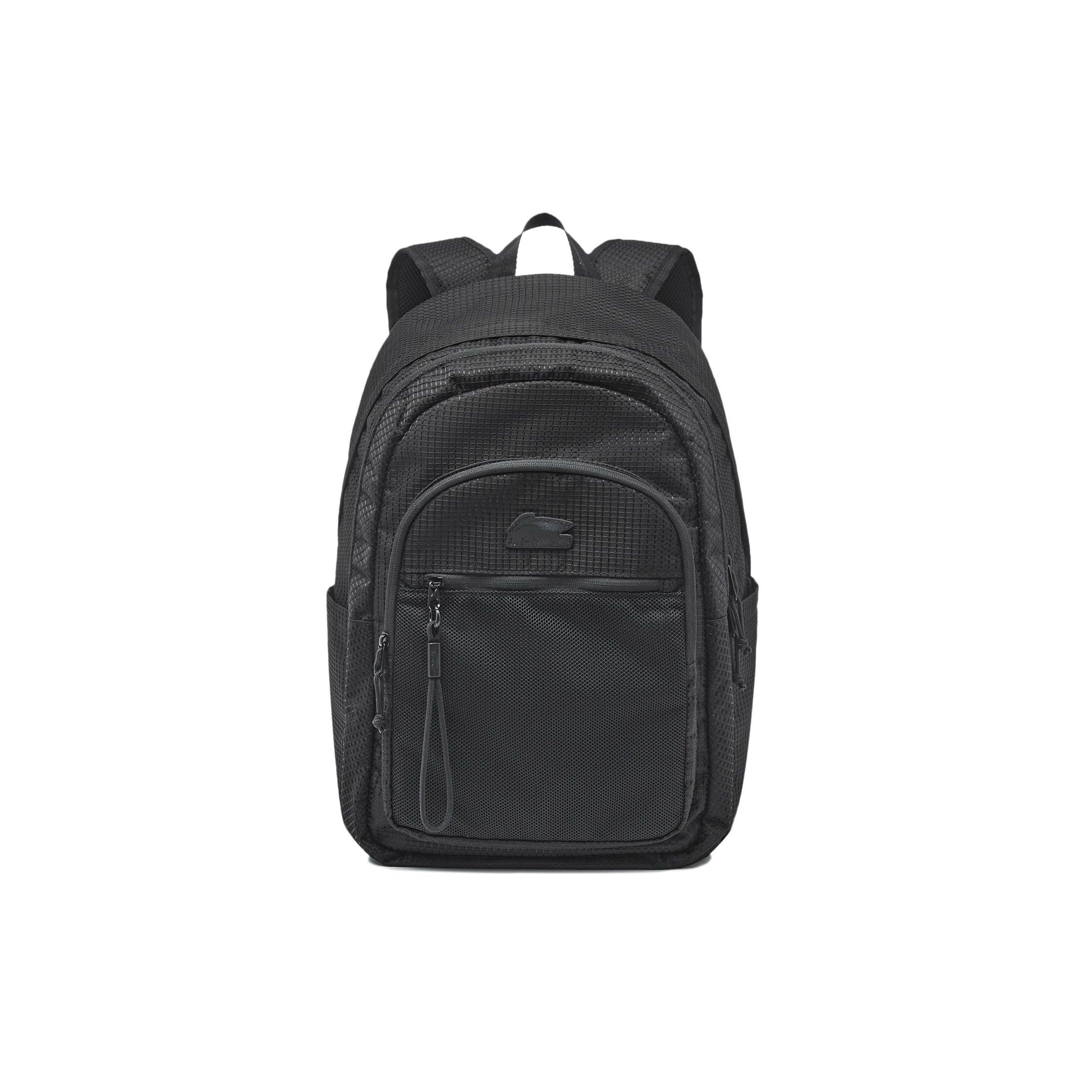 Li Ning Sports Lifestyle Series Fashion Casual Water-Resistant Zipper Backpack Unisex Backpack Black ABST231-1 Black