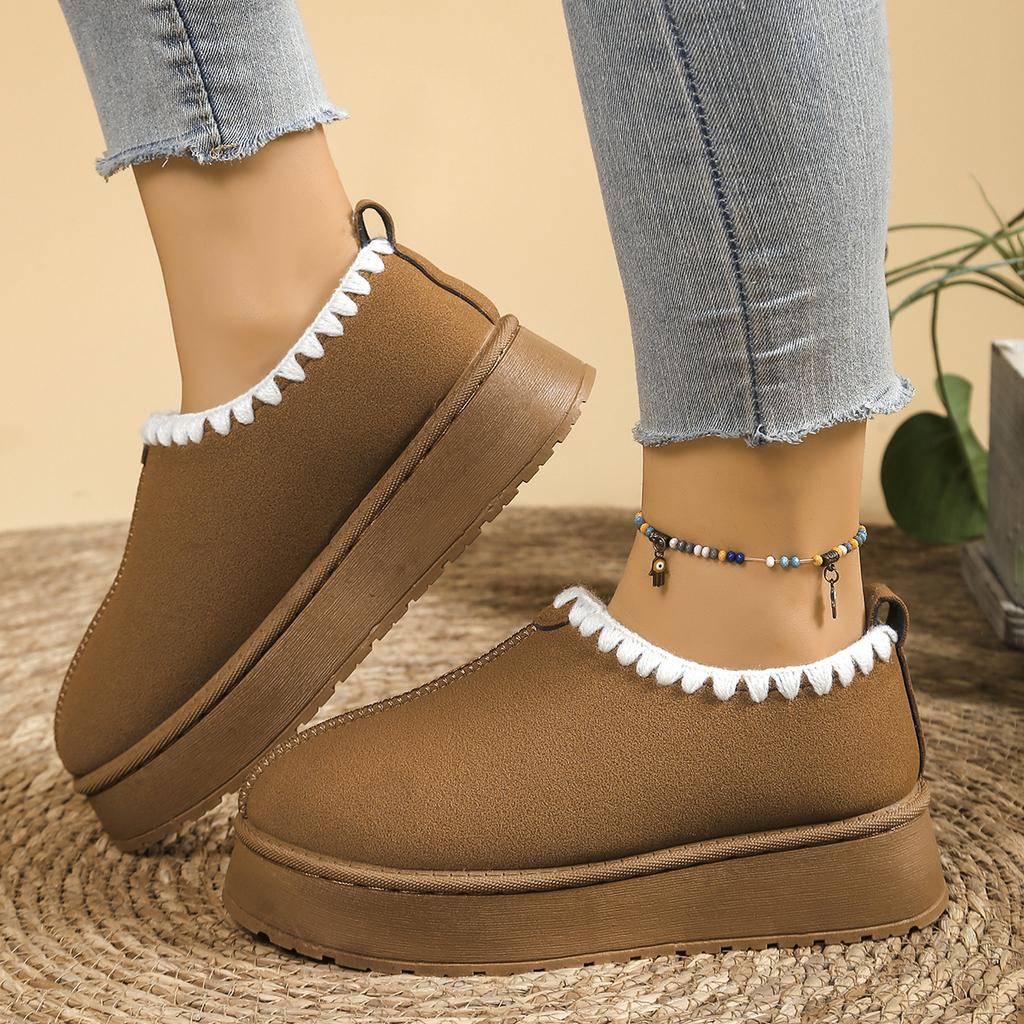 2025 New Women Snow Boots Outdoor Cotton Shoes for Women Without Heel-covered Hair Half Slippers Winter Warm Thick Soles Boots