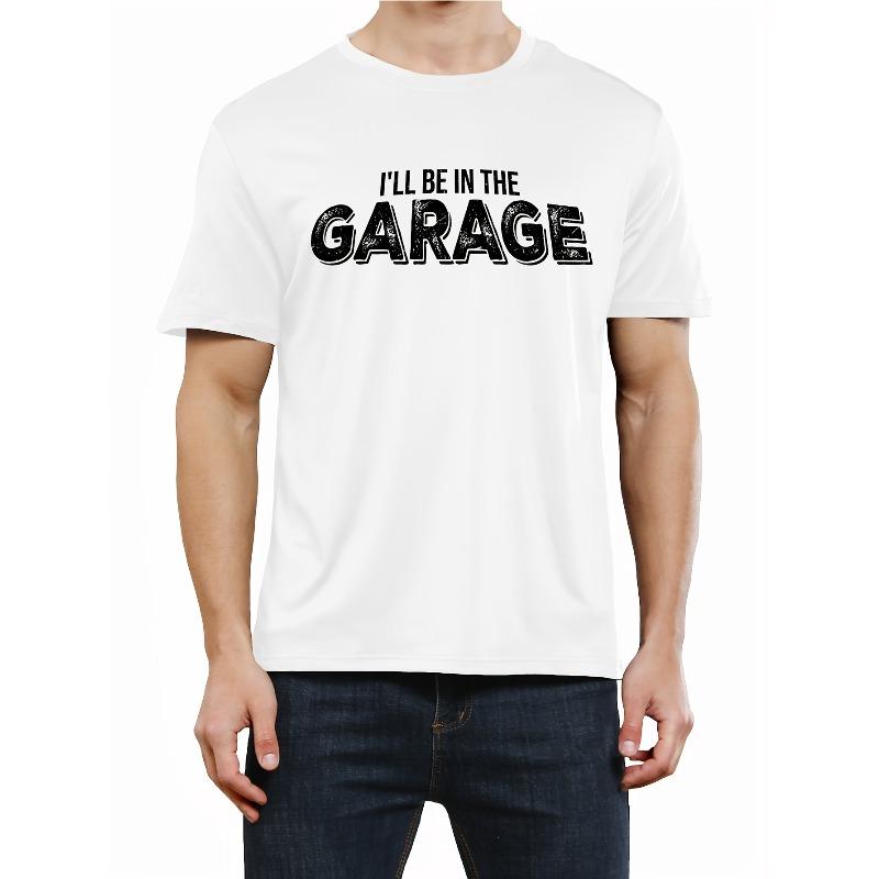 European sizes Mens Garage Print Tee Shirt - Comfortable & Lightweight Short Sleeve Graphic Tee for Summer Casual Wear