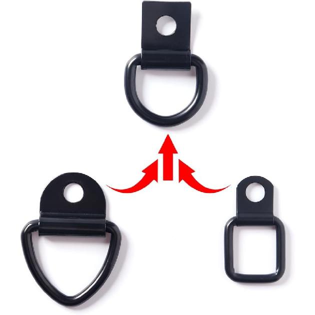 4 Pcs D-Rings Tie Down Anchor Hooks, 10Mm Fixing Hole D-Ring For Pickup Truck Bed Deck Rails T Slot Nut Screw, Heavy Duty Steel D Ring For Trailer,