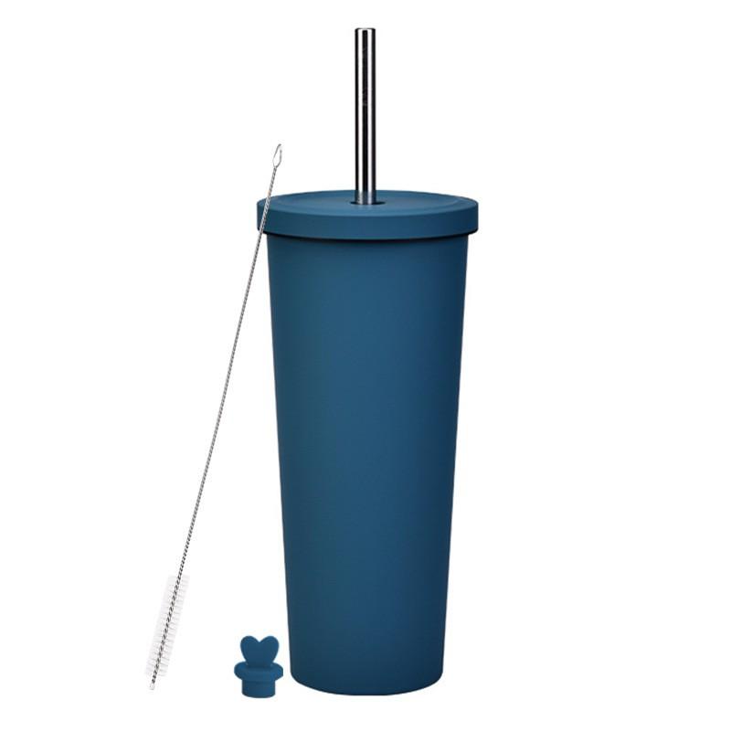 830ml Stainless Steel Insulated Tumbler With Wide Opening Straw Lid Bubble Tea Coffee Water Vacuum Thermos Cup Office