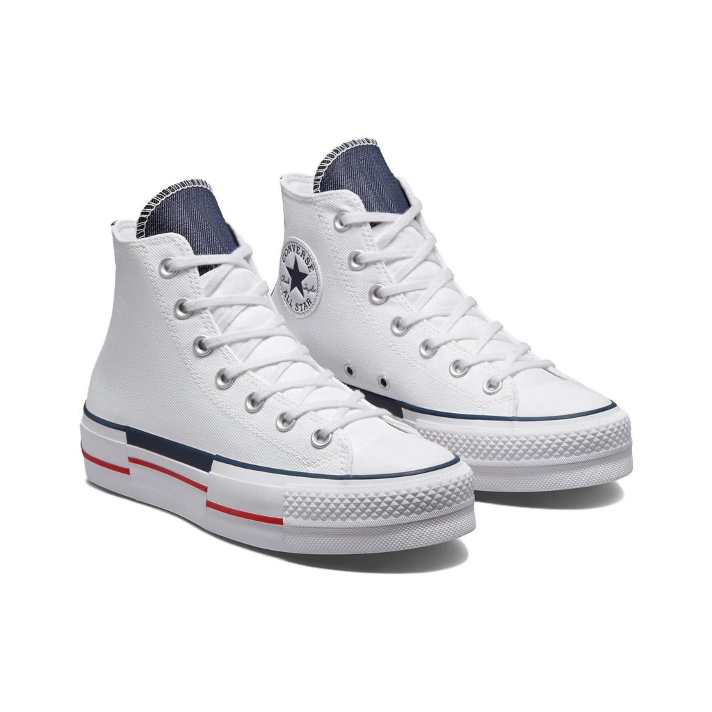 Converse Chuck Taylor All Star Lift Platform High Retro Denim Women Sneakers White Red Obsidian A03961C