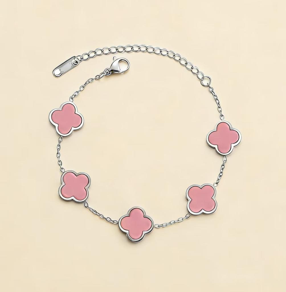 Stylish New Smooth Four-leaf Clover Bracelet Titanium Steel Double-sided Women's Bracelet