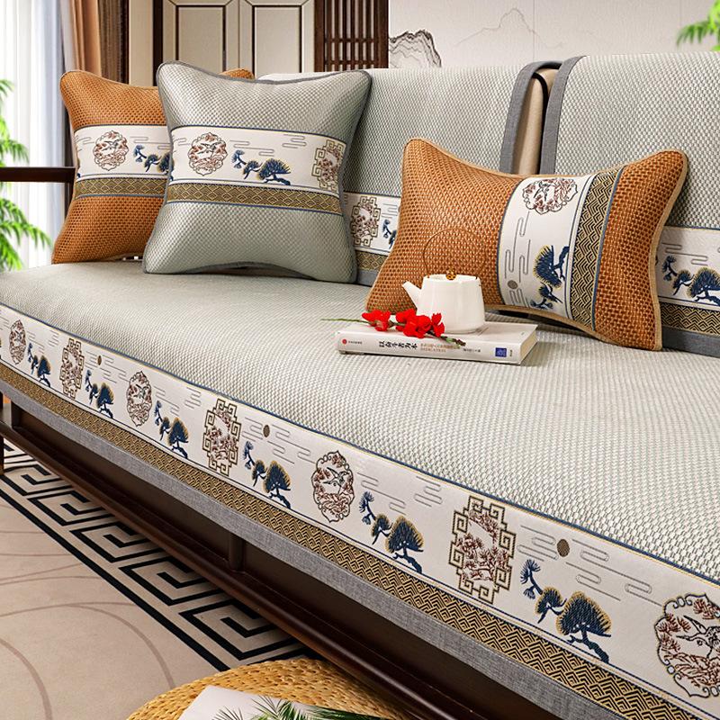 Eisseiden-Sofakissen Sommer Palisander Sitzkissen für Sommer Rutschfest Neuer Chinesischer Stil Sofaüberwurf Sommer Kühlpad Sitzkissen