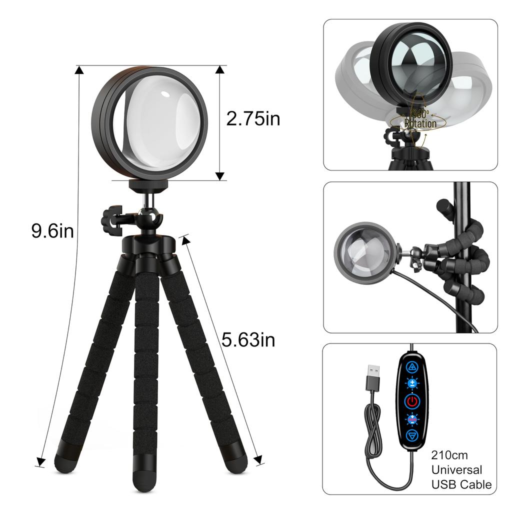 Cpeelsdo Sonnenuntergangslampe Projektor - Mehrfarbig wechselnde LED-Projektionslichter mit App-Steuerung für Schlafzimmer, Fotografie, Party, TikTok Live, Raumdeko