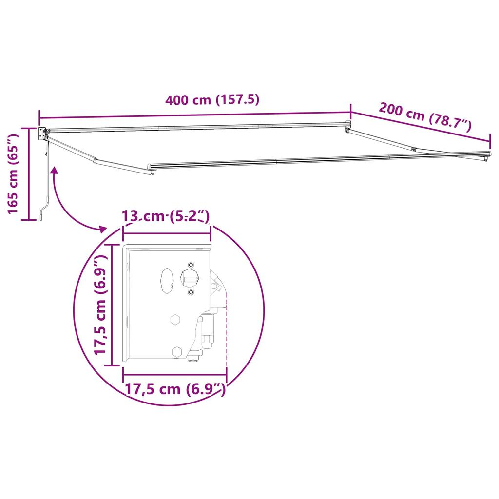 Retractable Awning Yellow and White 4 X 2 M Polyester and Metal