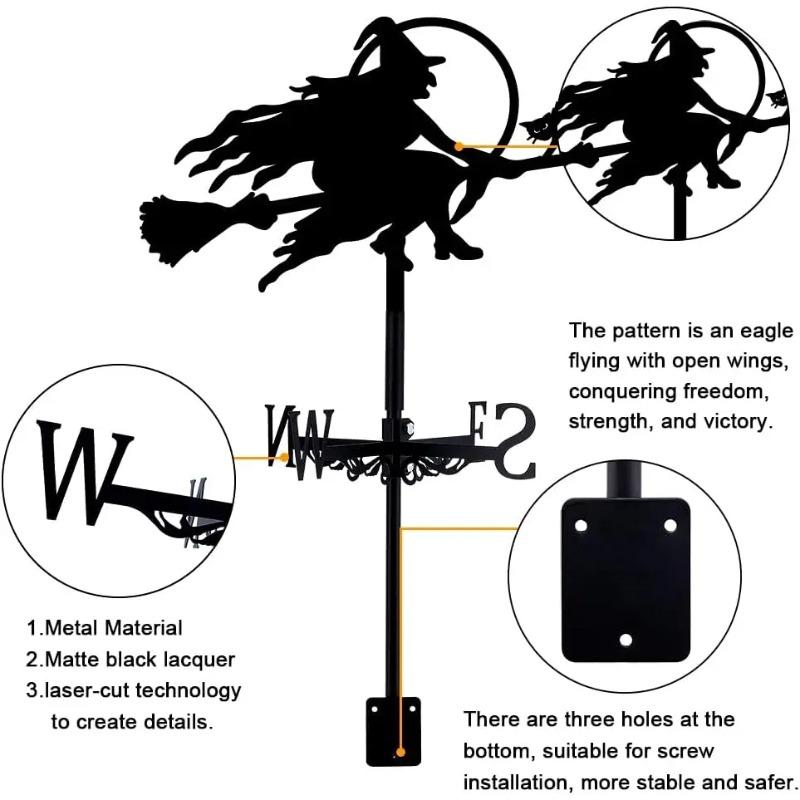 Weather Vane Metal Animal Iron, Witch And Dragon, Witch and Cat, Rooster, Outdoor Roof Garden Decoration Weather Vane, Home Crafts, Holiday Gifts
