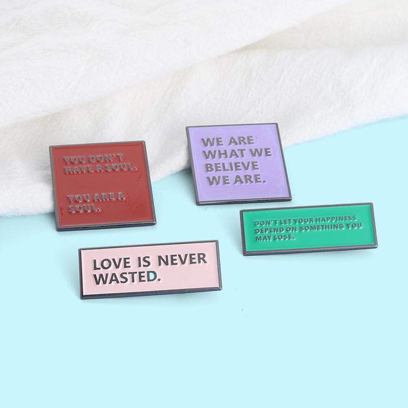 Stylish Alloy Letter Brooch Set Contemporary Geometric Enamel Pins For Wear Everyday