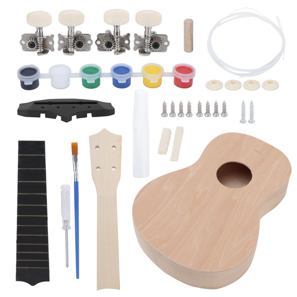 Ukulele Kit 21in DIY Basswood Lightweight Painting Handcrafted Gift Children Small Toys