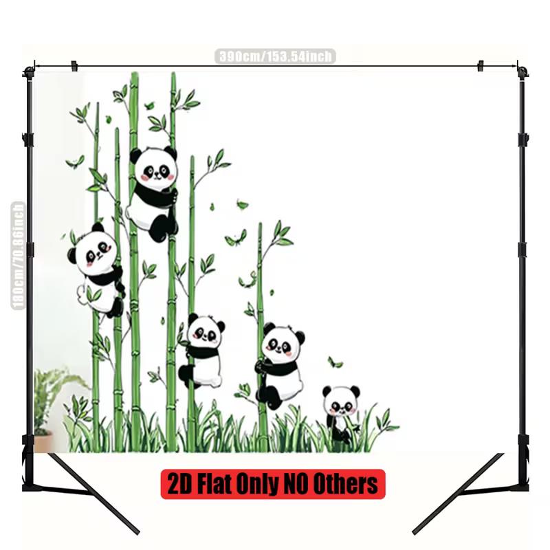 2D Flat Print Panda Bamboo Backdrop Nursery Room Background Cloth