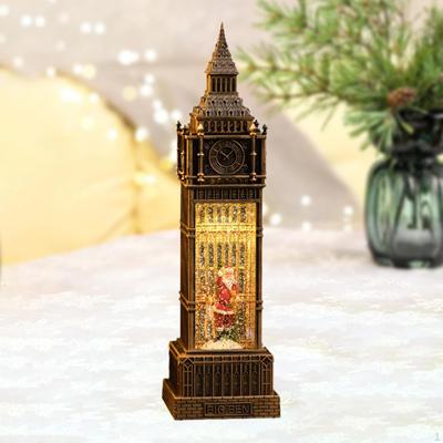 Christmas Clock Music Box Decoration Photography Props Desktop Figurine Lantern Ornament