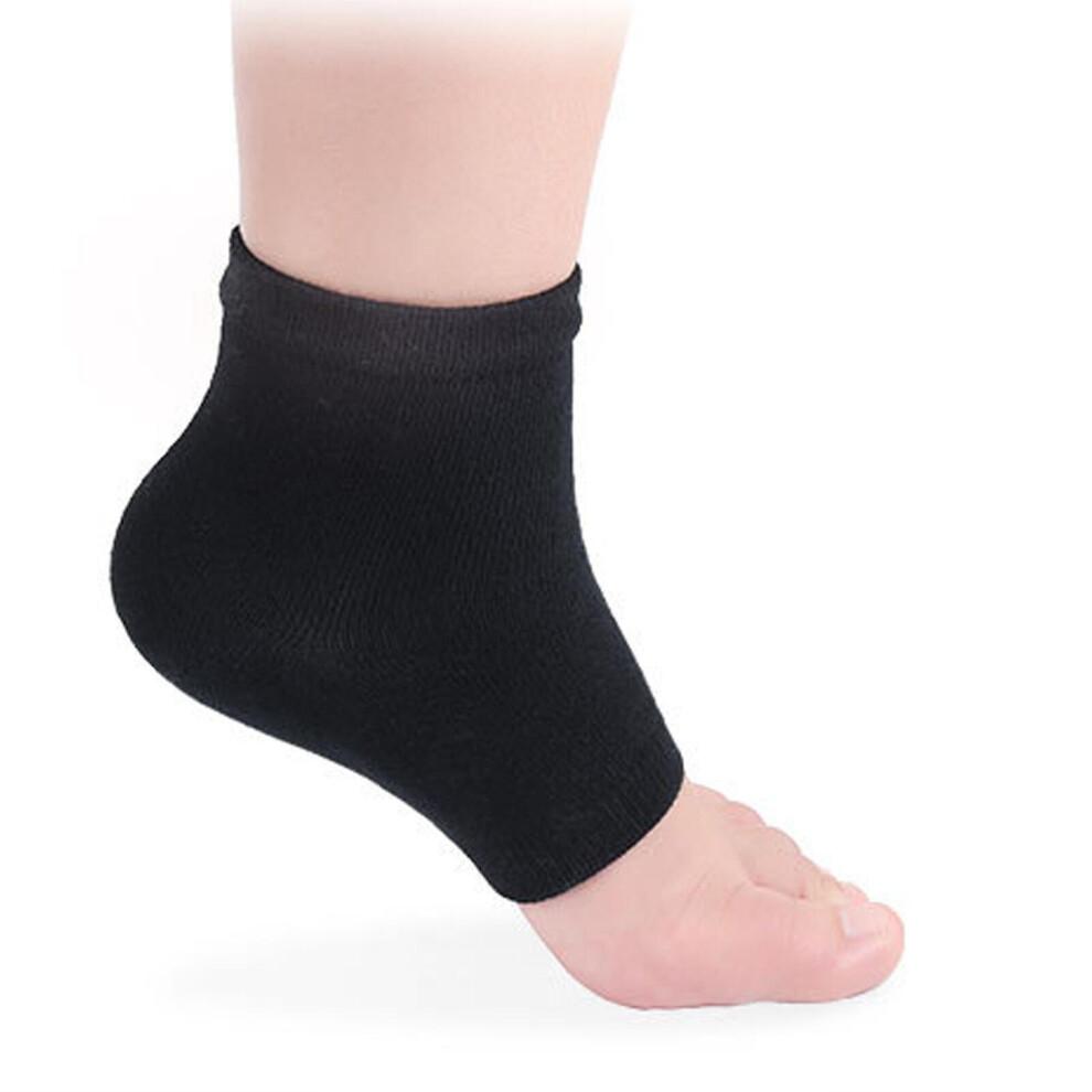 (White) Heel Anti Crack Sleeve With Gel Moisturizer For Overnight Treatment - Gray Half Socks
