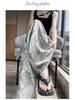 Women's Retro French Print Wide-Leg Ice Silk Pants - Flaw-Covering, Slimming, Thin & Loose Casual Drape Style