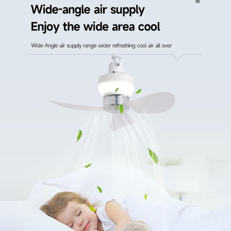 11.4Inch 3 Speed Adjustable LED Ceiling Fan Light 360 Degree Adjustable Arm Quiet Operation Ideal For Bedroom Study Room