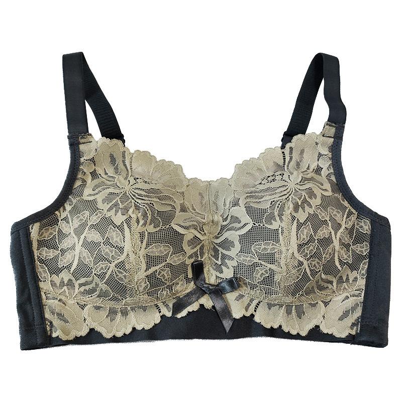 Thin Large Chest Without Steel Ring Bra Adjustable Bra Lace Bra Large Size Women's Underwear