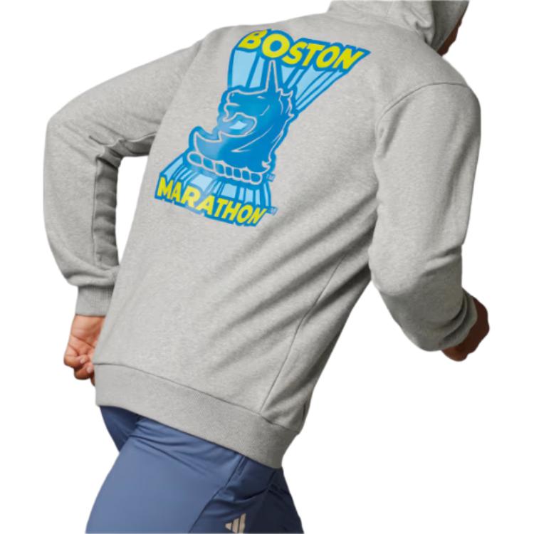Adidas Moletom com Capuz Gráfico Boston Marathon® 2024 Masculino Moletons Cinza IW0815