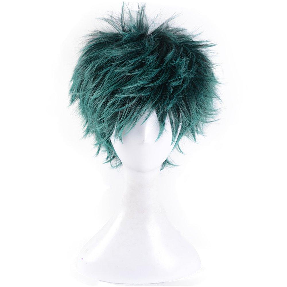 cosplay wig from The Second cool short perfect for parties and disguises 2 bonus items Heat-resistant Castle, iron/green, hair, +