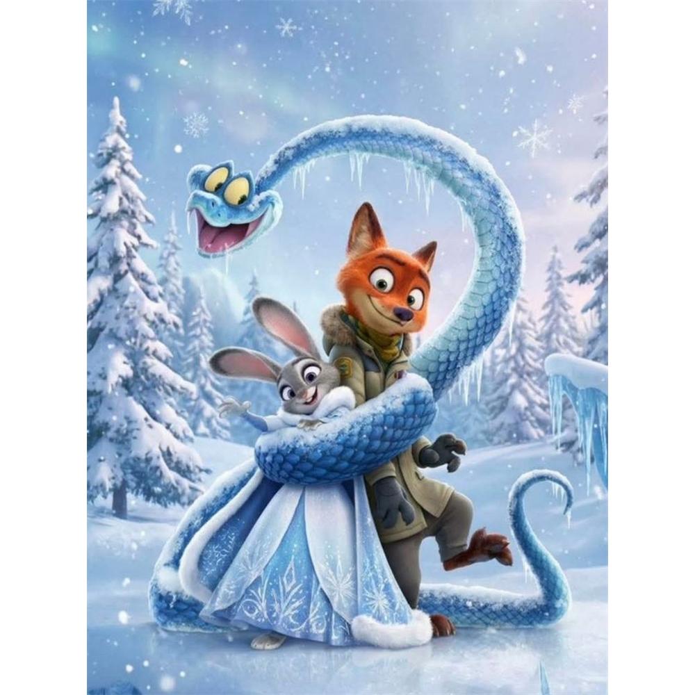 

Disney Diamond Painting Zootopia Ice and Snow Theme Fan Art Illustration Cartoon Mosaic Diamond Cross Stitch DIY Gift Home Decor Round 20x30cm