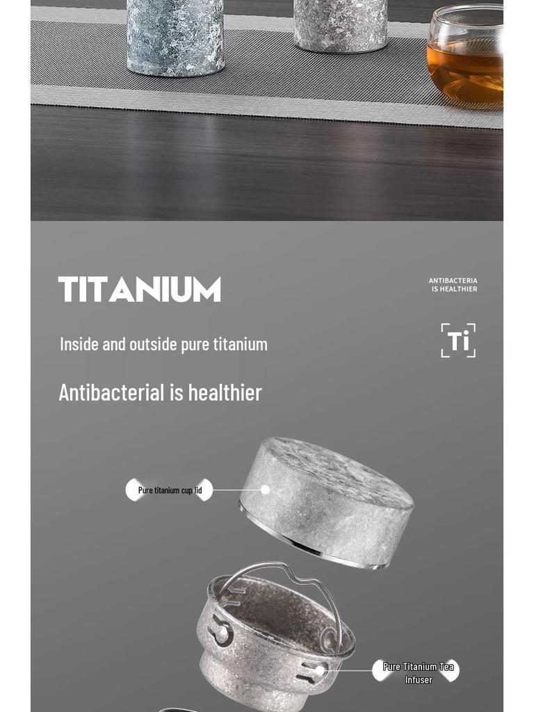 Premium Stainless Steel & Titanium Insulated Tea Infuser Cup, Double-Layer, Large Capacity, Portable for Car Use