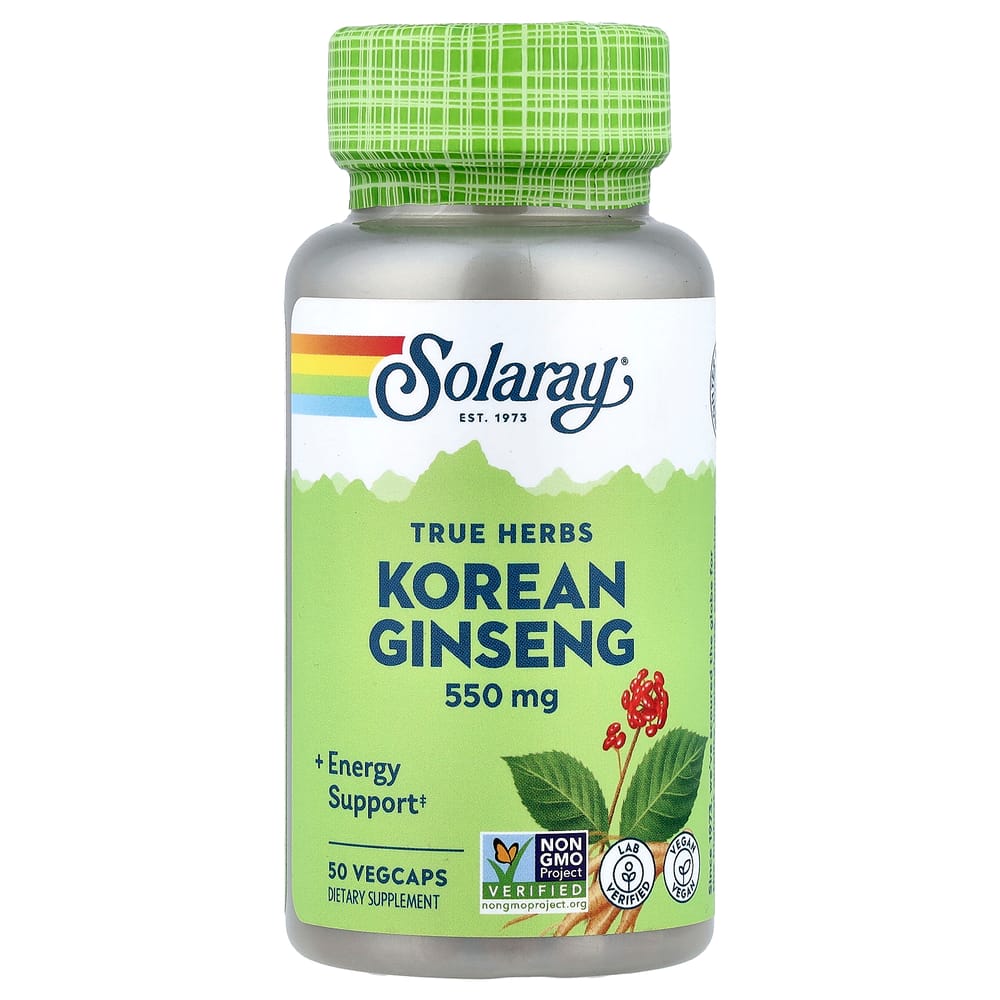 Solaray True Herbs Korean Ginseng 550mg Veggie Capsules 50 Count