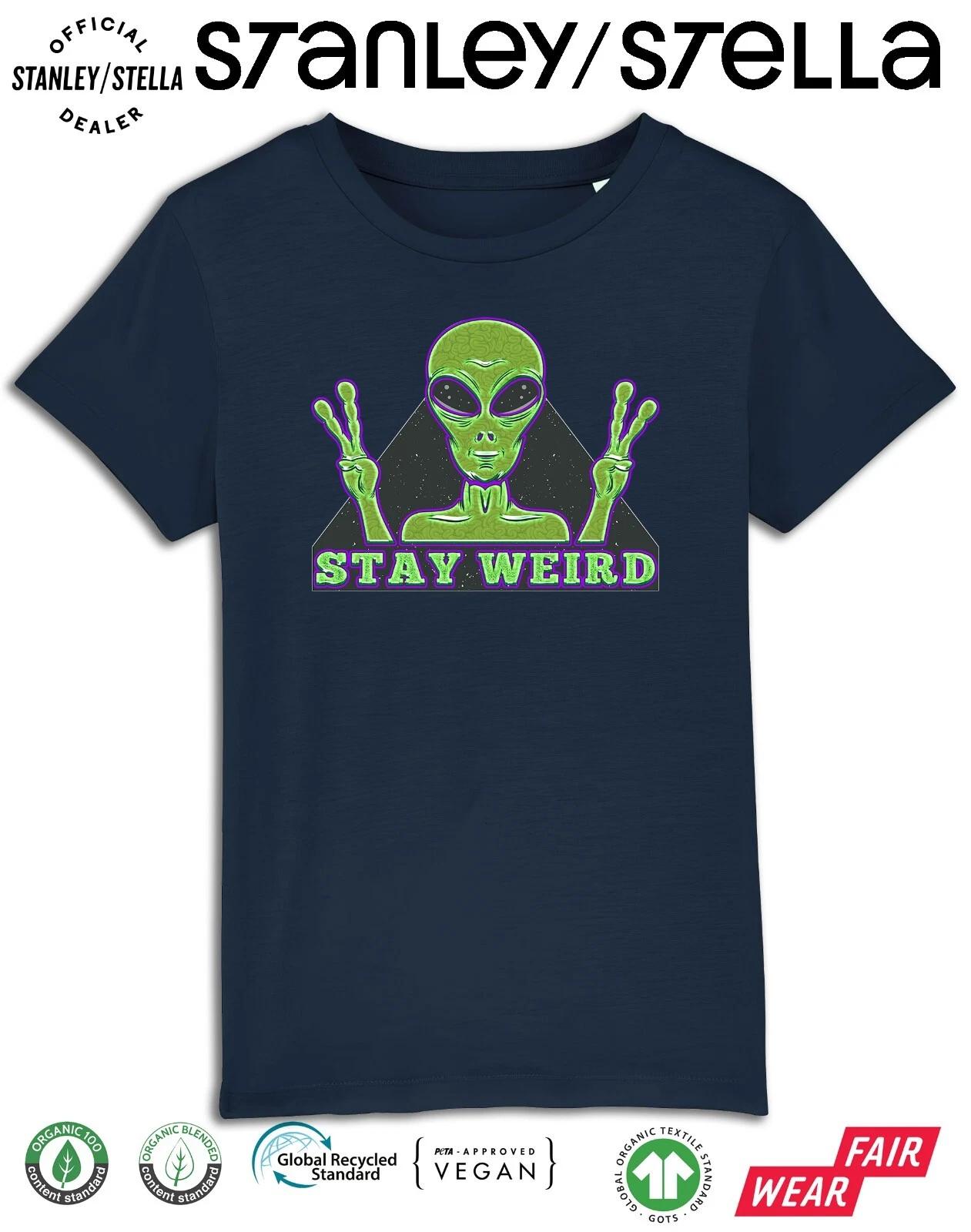 Kids ALIEN Stay Weird T-Shirt UFO Space Aliens Cotton Boys Girls Unisex 110
