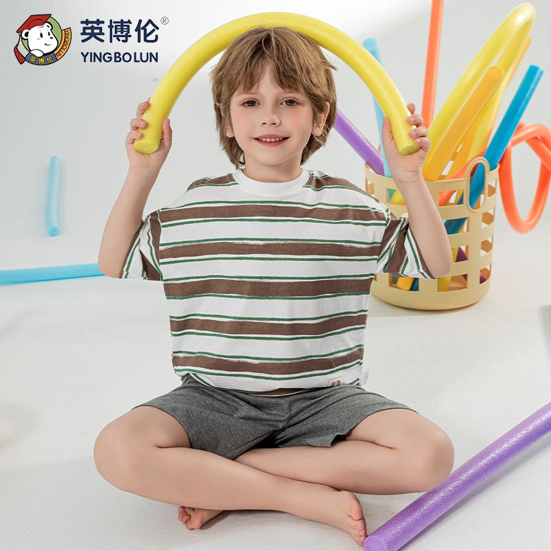 Yingbolun Summer Boys' Cotton Loose Children's Home Clothes Set