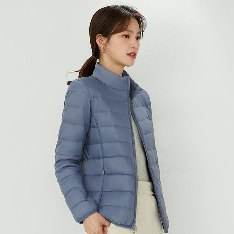 Women's Lightweight White Duck Down Jacket 2023 - Short, Hooded, Stand Collar, Fashionable Thin Style for Autumn/Winter