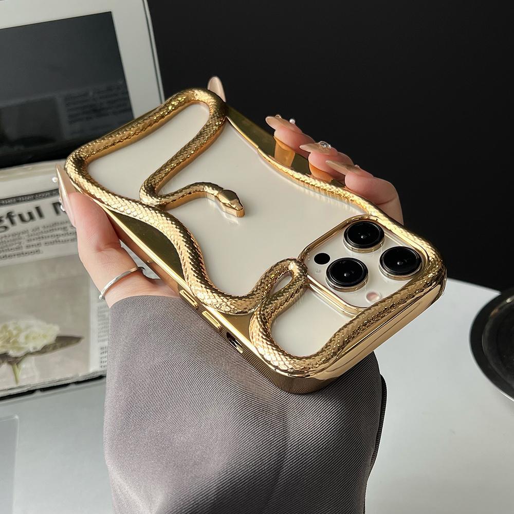 3D Snake Hollow Dissipate Heat Phone Case For iPhone 17 16 15 14 13 12 11 Pro Max Shockproof Electroplated Soft Cover