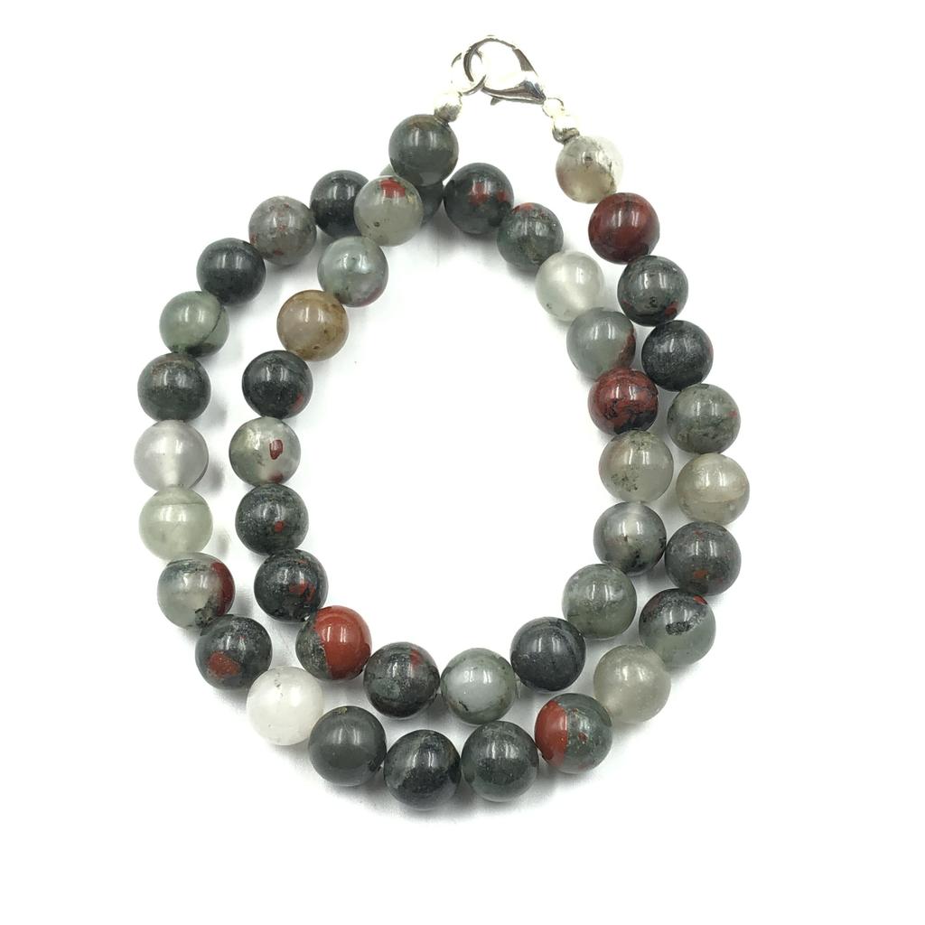 Natural Red Bloodstone Gemstone Round Beads Jewelry Handmade Pretty Adjustable Necklace 17-20" For Women 8BN-18