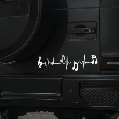 Car Sticker Music Is the Heartbeat of Life Graphics Window Reflective Vinyl Decal Truck Laptop Notebook Decor Accessories