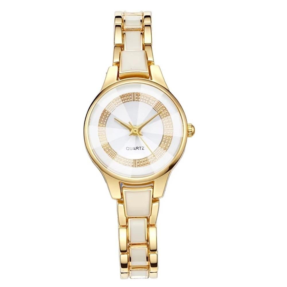 Round Dial Quartz Wristwatch Quartz Movement Fashion Watch Elegant Ceramic Watch  For Women