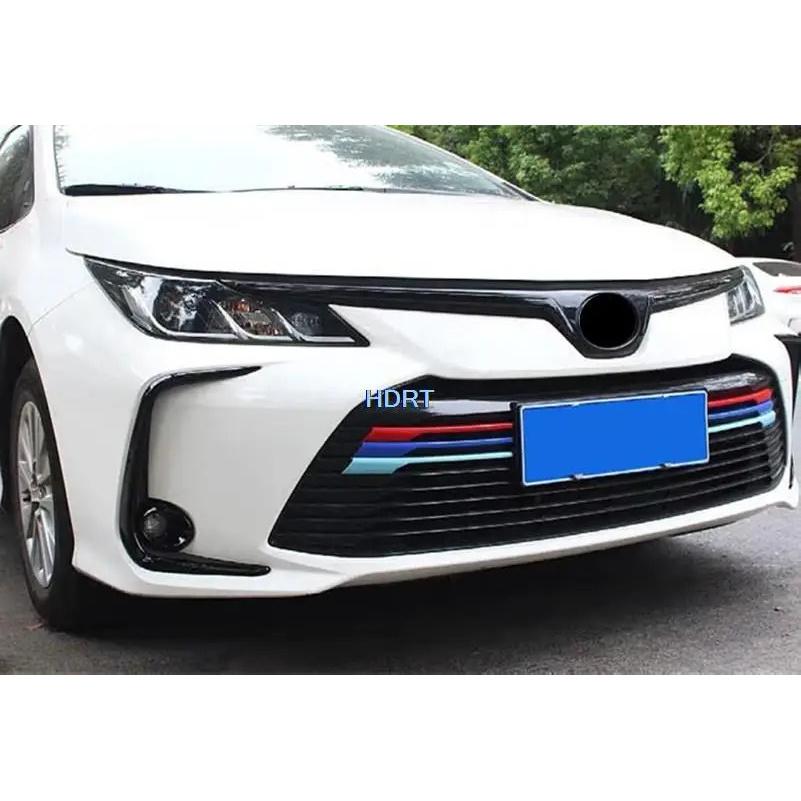 Car Front Fog Light Frame Grills Trim Strip Upper Middle Mesh Net Moulding Lamp Cover Sticker Styling For Toyota Corolla  +