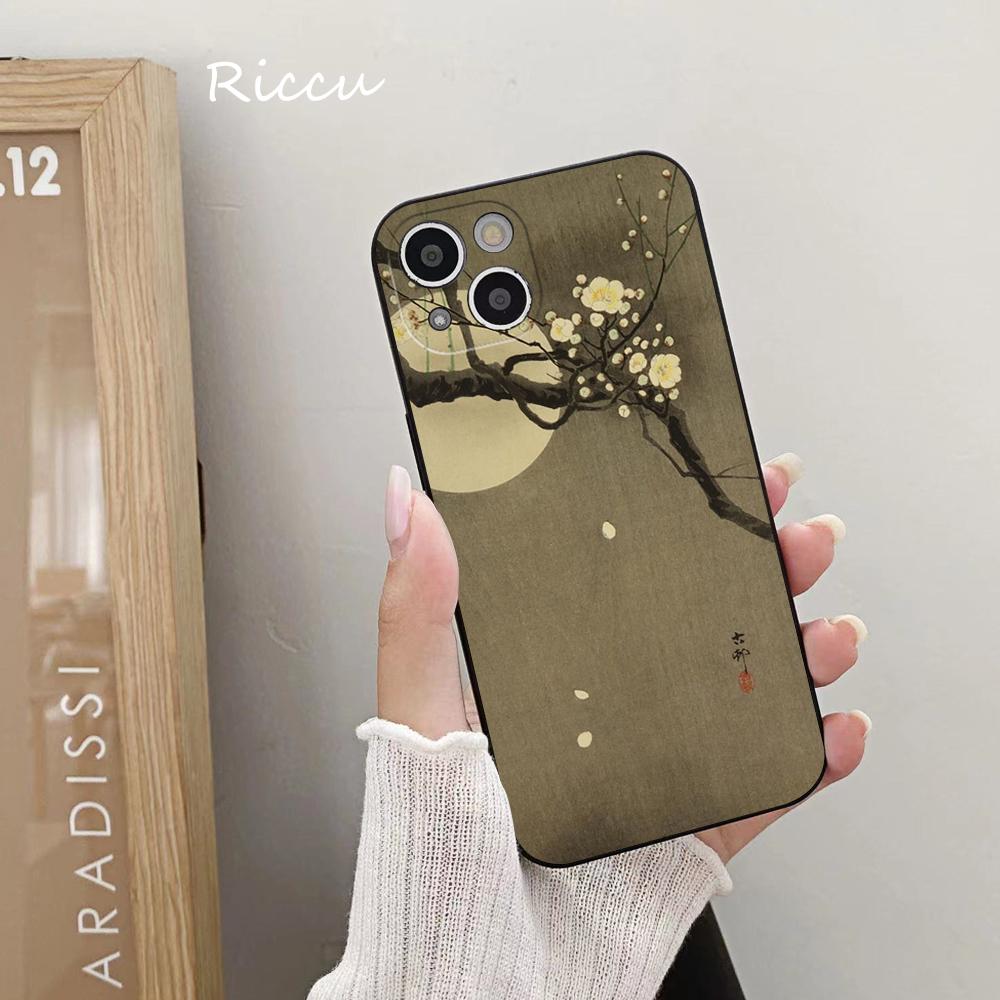 

Ukiyo-e Японский стиль Искусство Мягкий чехол для Iphone 17 air 17pro 16pro 15pro 14promax 12 Pro 15Plus 13pro MINI 15plus черные Чехлы 12 Pro Max