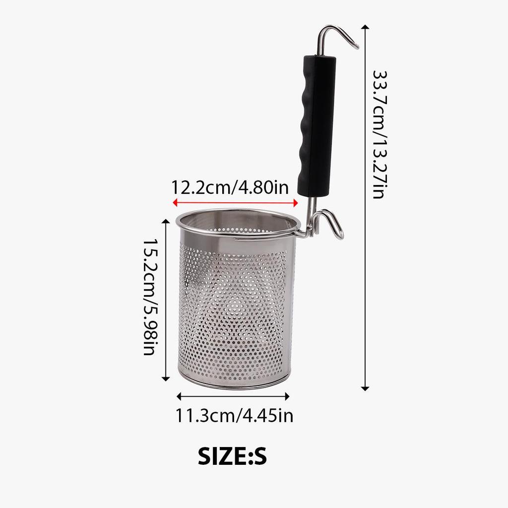 Stainless Steel Foldable Frying Basket for French Fries, Chicken Legs, and Fried Dough Sticks - Special Square Mesh Sieve.